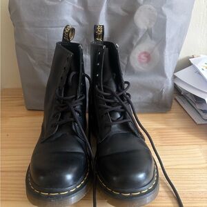 Dr. Martens Black Leather 1460W Lace Up Boots